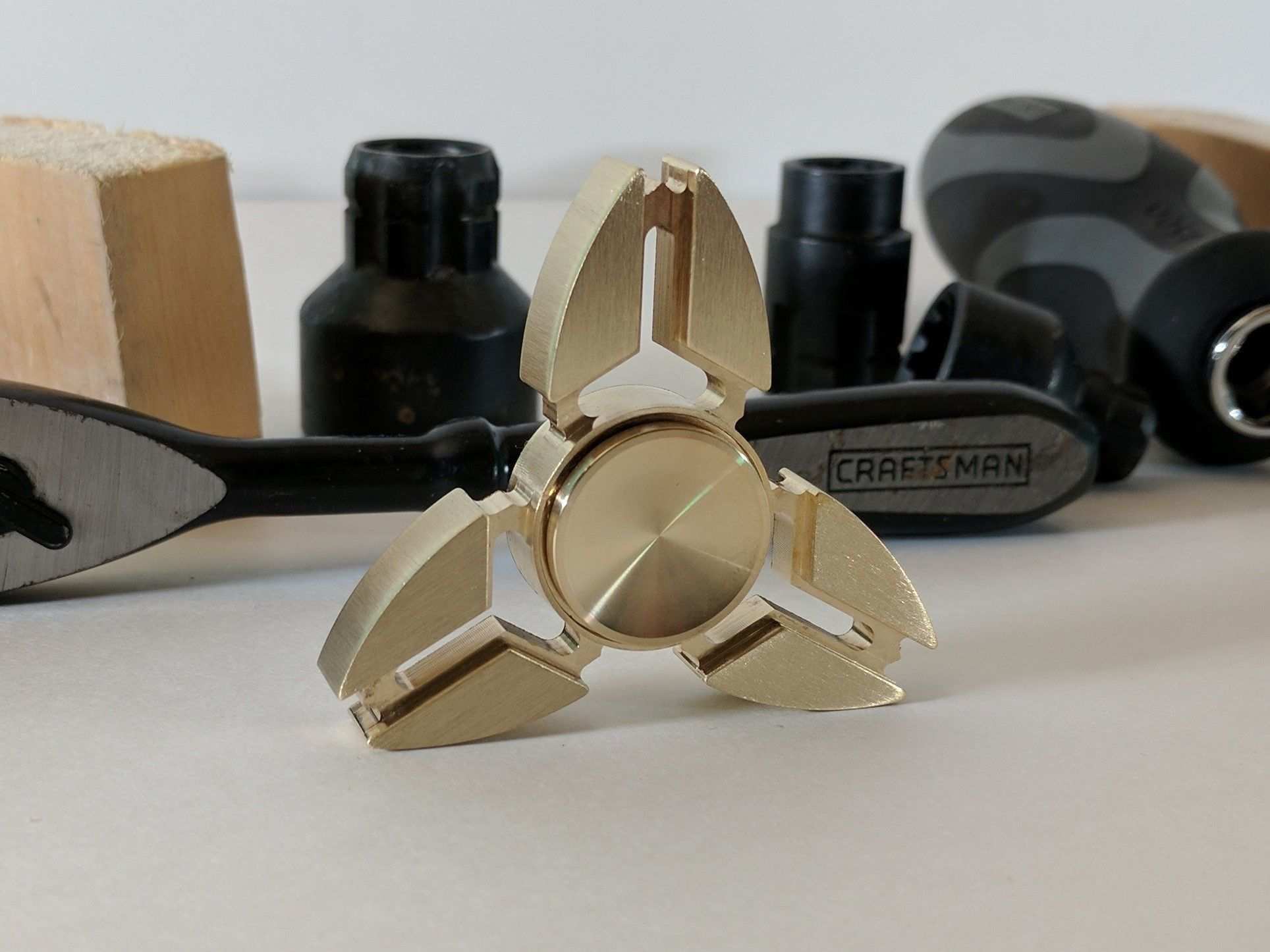 Triangular Tri Bar Brass Hand Spinner Fidget Toy With Brass End Caps Fidget Toys Spinners Hand Spinner