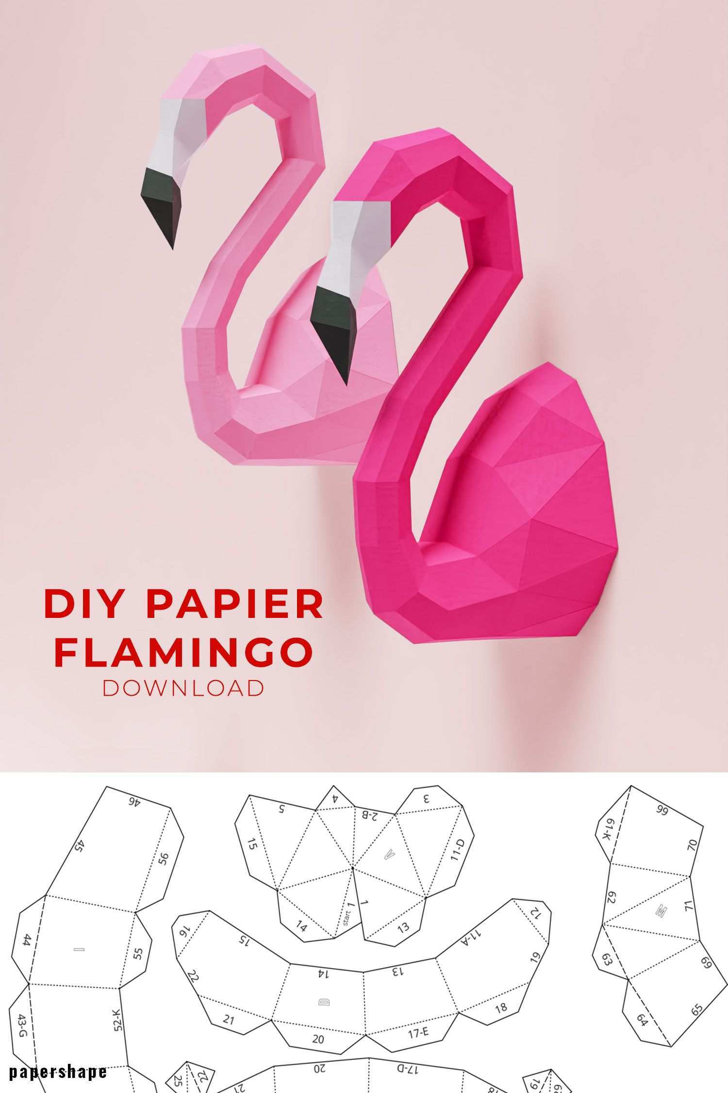 Flamingo Papier Basteln Ideen Basteln Mit Papier Anleitung 3d Papier Handwerk