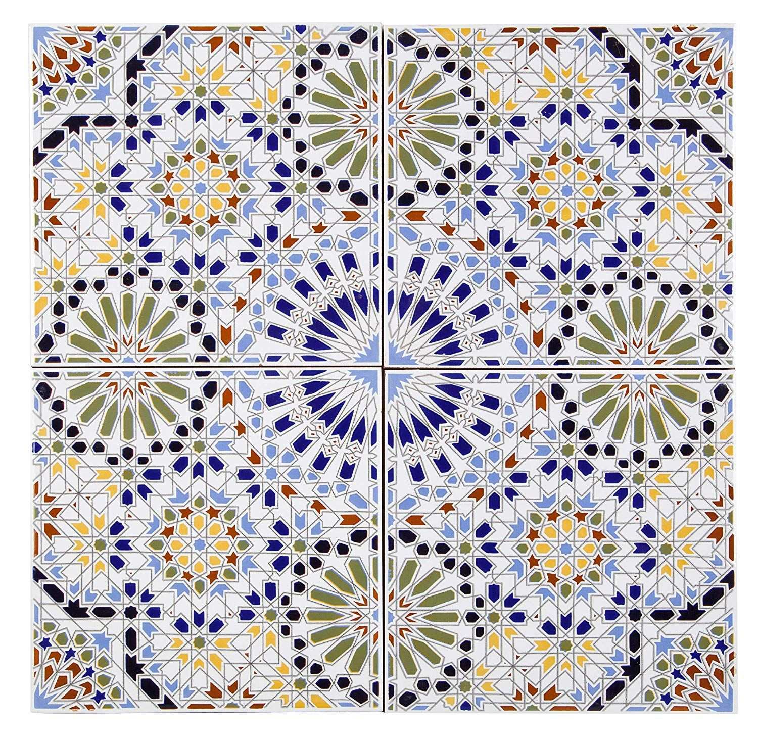 Cerames Marokkanische Wandfliesen Keramikfliese Orientalisch Zaha 20 X 20 Cm 1m Mosaik Muster Maurische Fliese Islamic Artwork Artwork Outdoor Kitchen