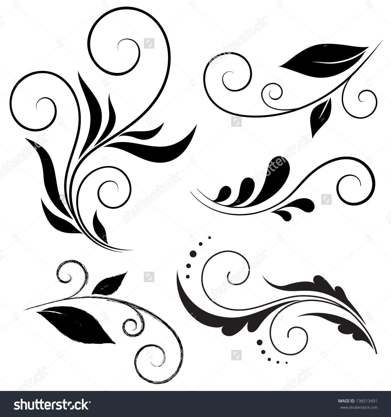 Calligraphic Design Elements Blumenschablonen Ornamente Vorlagen Schablonen
