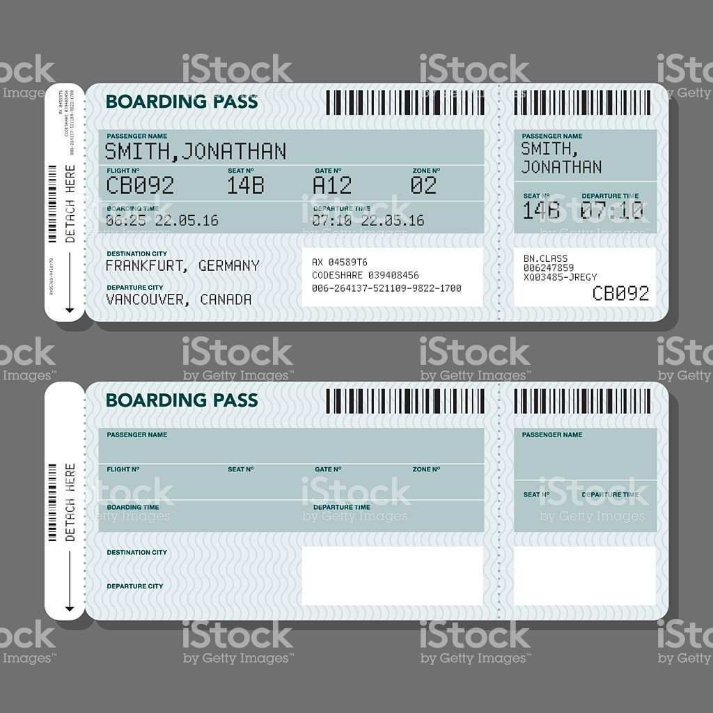 Two Simple Generic Airport Boarding Pass Icons One Has Dummy Text Bordkarte Vorlagen Vektoren