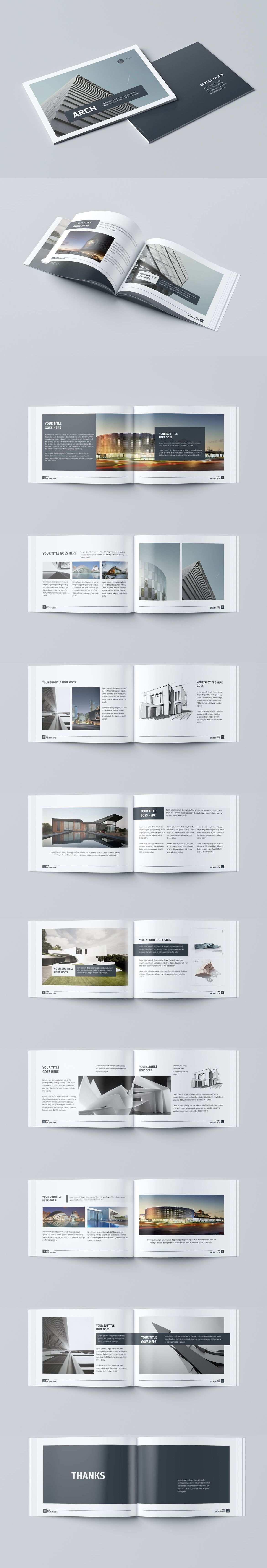Modern Architecture Brochure 24 Pages A4 A5 Template Indesign Indd Architecture Brochures Layout Architecture Booklet Design