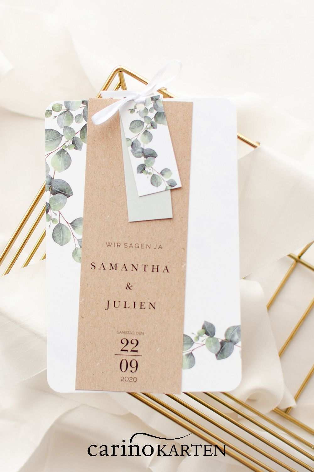 Eukalyptus Hochzeitseinladung Mit Anhanger Im Greenery Stil Hochzeitseinladung Einladungskarten Hochzeit Hochzeitskarten Ideen