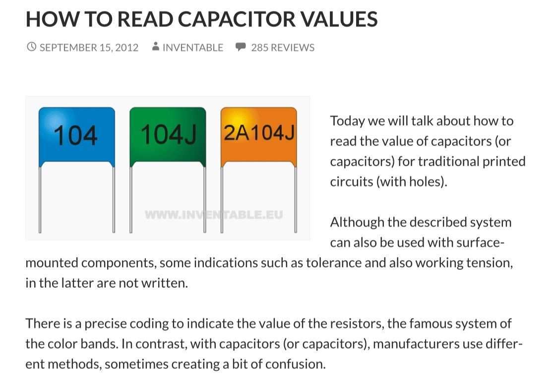 How To Read Capacitor Values Fom Tooley Capacitors Electronics Basics Reading