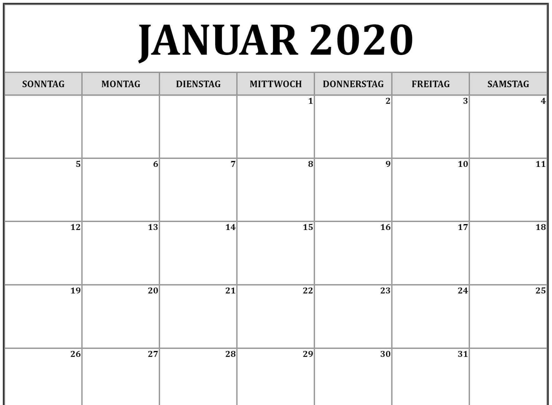 Kalender Januar 2020 Januar Kalender Kalender Vorlagen Kalender