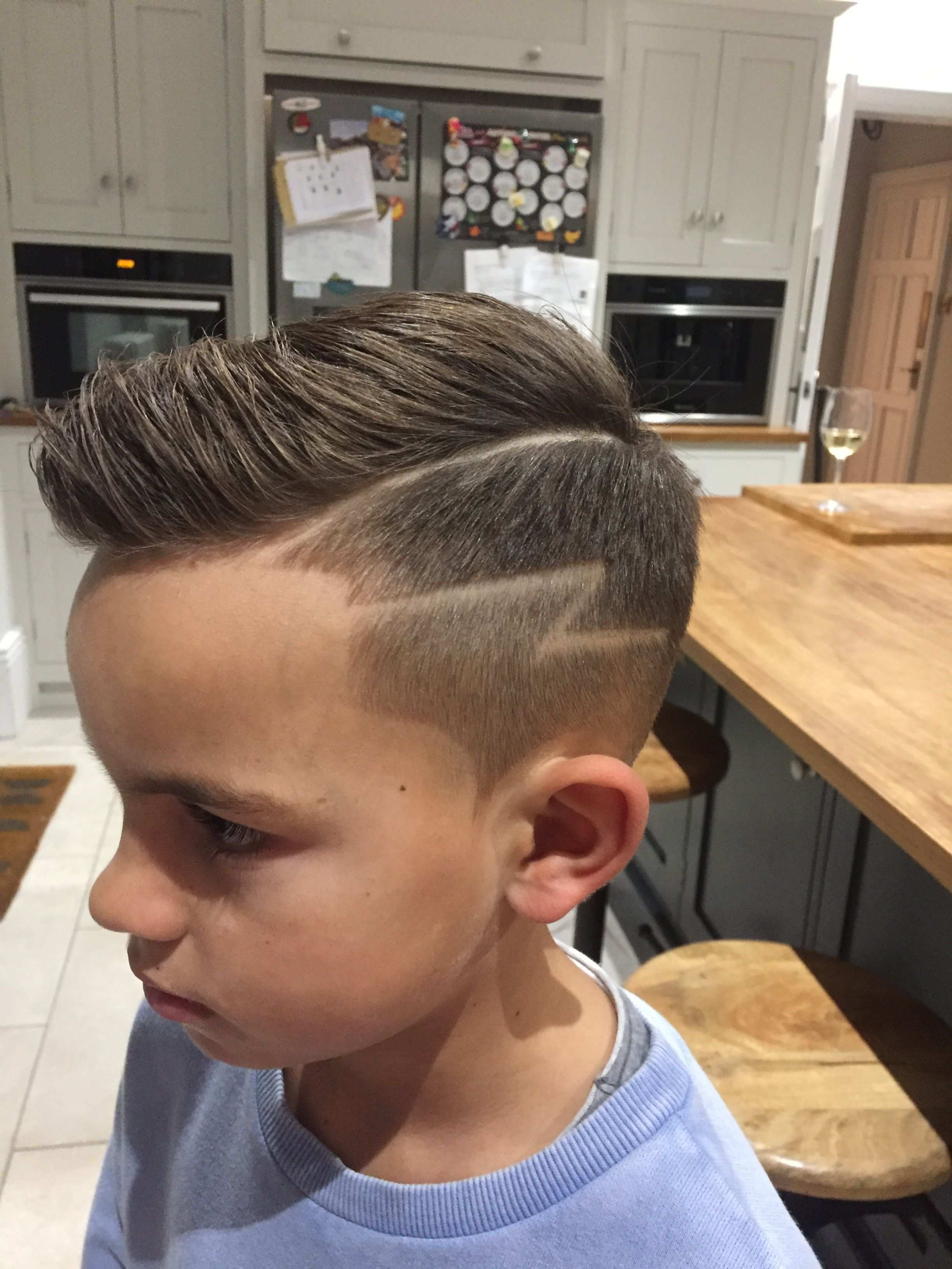Boys Haircut With Lightning Bolt Design Boyshaircut Roccorex Boys Haircut Styles Boys Haircuts Boy Hairstyles