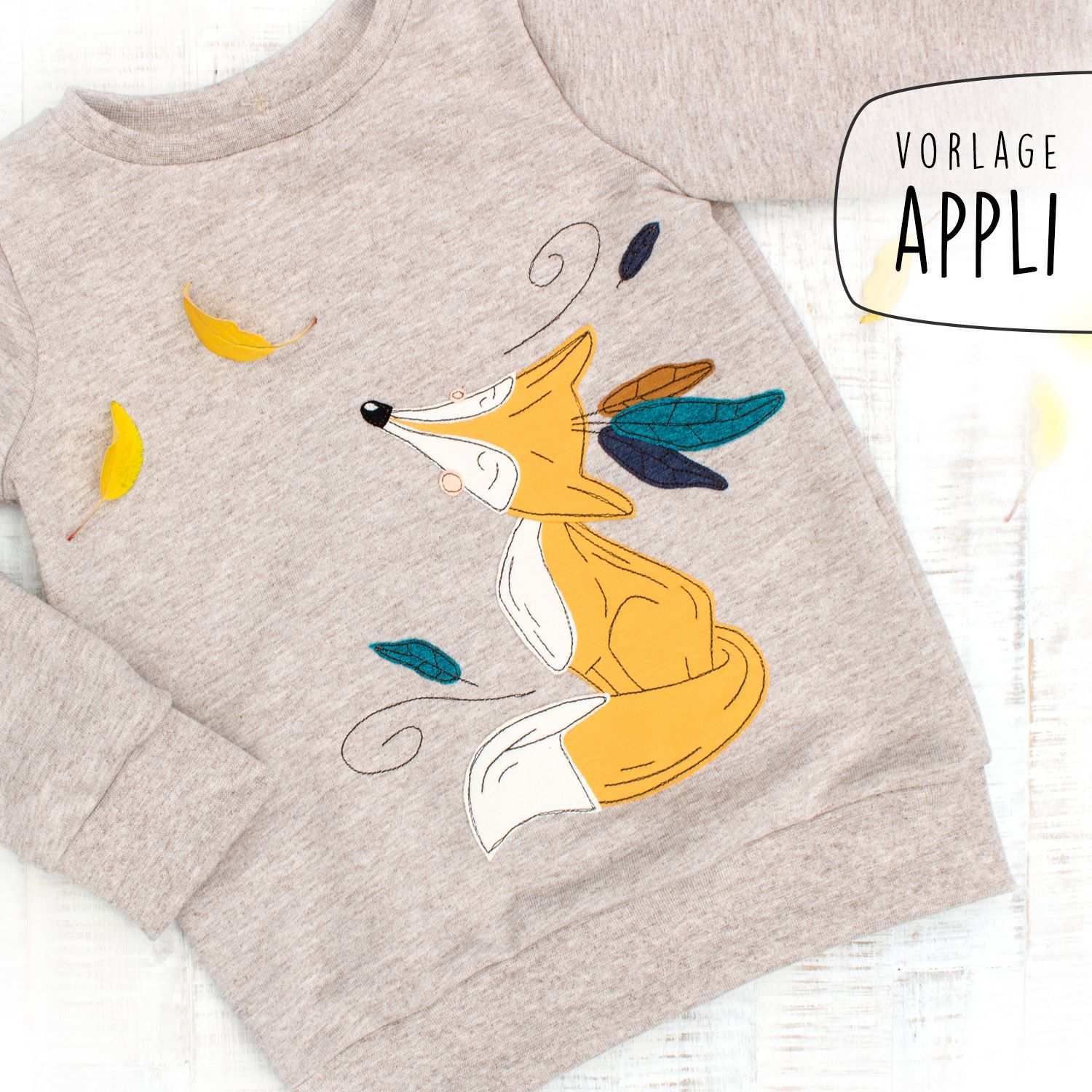 Herbst Fuchschen Fuchs Applikationsvorlage Kleidung Fur Jungen Applikationen Applikationsvorlage