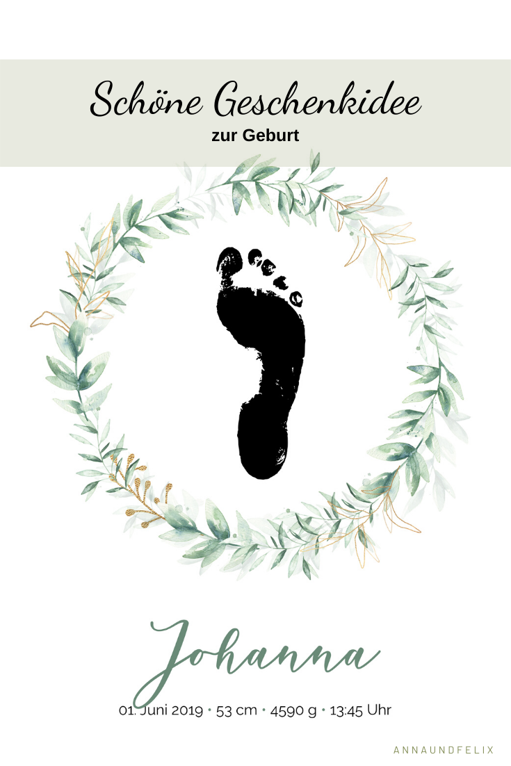 Footprint From 8 50 Euro Baby Birth Dates Green Gold Leaves Baby Party In Pink With Name Gift Is Personalized As Print Or Pdf In 2020 Euro Baby Name Gifts Baby Party