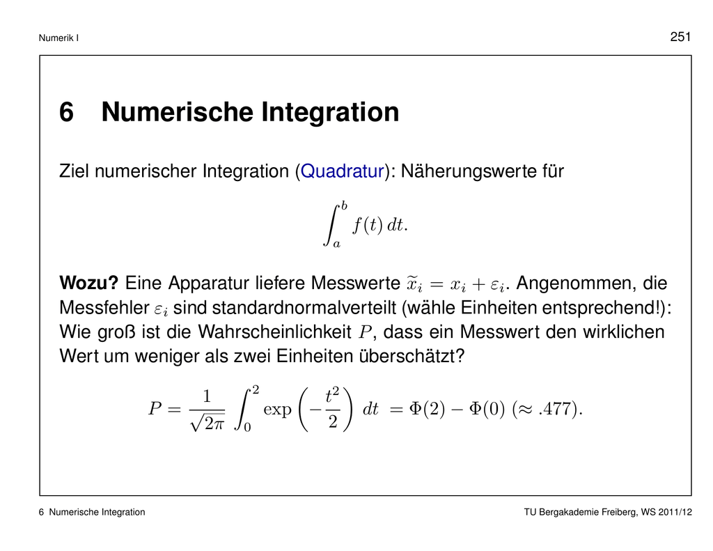 6 Numerische Integration Tu Bergakademie Freiberg