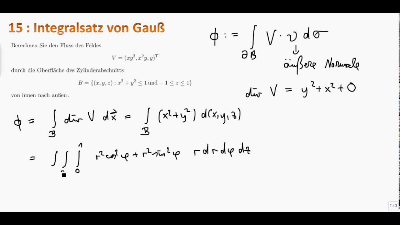 Mathe Ii 15 Integralsatz Von Gauss Youtube