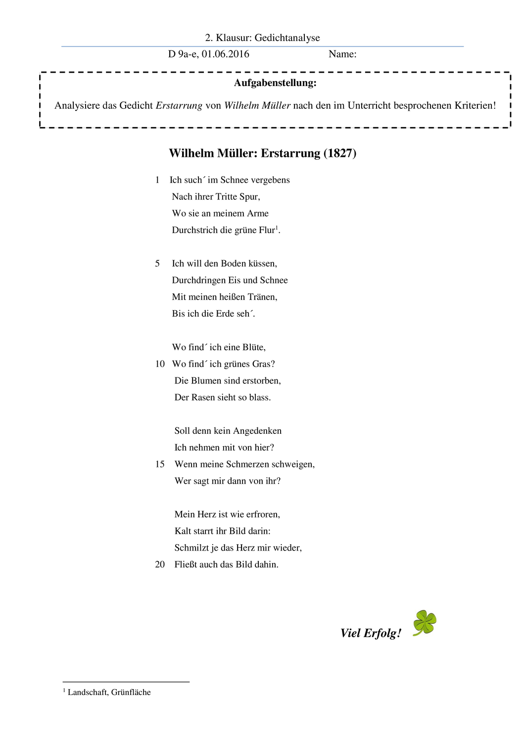 Gedichtanalyse Erstarrung Muller Liebeslyrik Klasse 9 Liebeslyrik Gedicht Analyse Gedichte