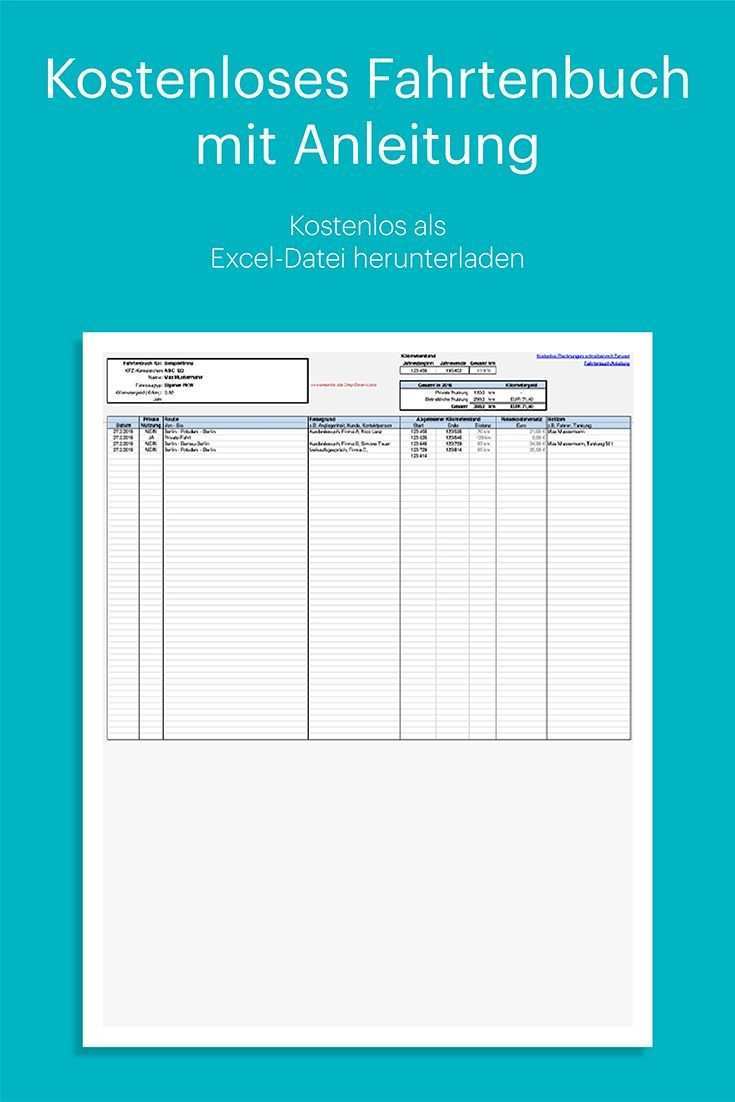 Anleitung Excel Fahrtenbuch Kostenloses Mit Kostenloses Fahrtenbuch Mit Aktuellen Kilometergelder Document Templates Templates Christmas Cocktails Recipes