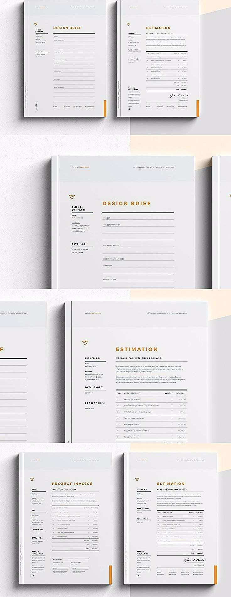 Brief Estimation Invoice Templates Indesign Indd Invoice Design Workbook Design Invoice Template