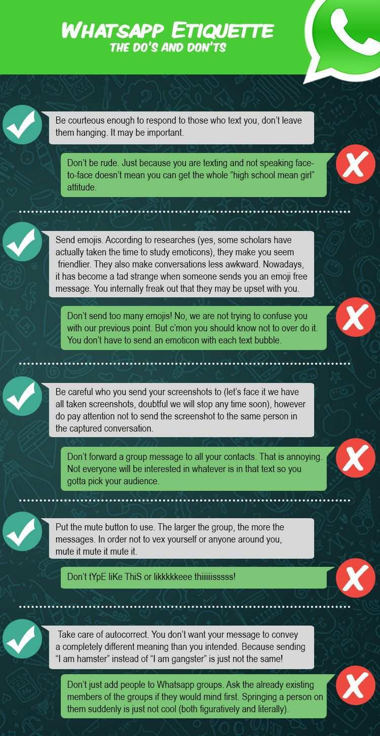 Whatsapp Etiquette The Do S And Don Ts Destination Ksa Etiquette Online Etiquette Netiquette