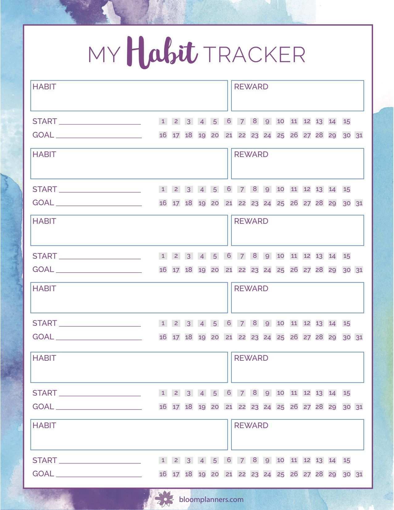 Free Printable Habit Tracker From Bloom Daily Planners Free 8 5 X 11 Pdf Planner Pages Planner Printables Free Habit Tracker Bullet Journal