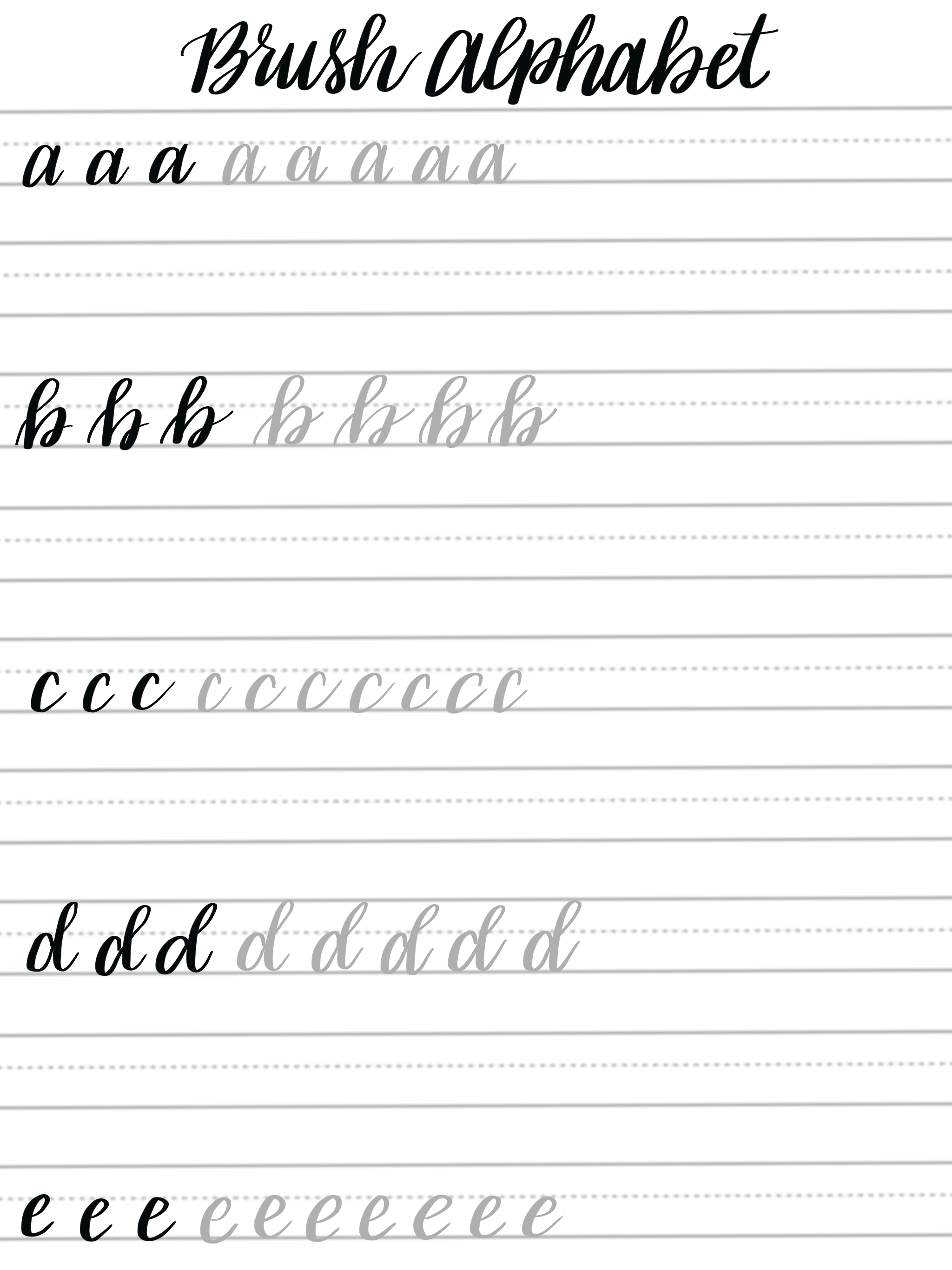 Free Brush Lettering Practice Sheets Lowercase Alphabet Brush Lettering Practice Hand Lettering Worksheet Lettering Practice