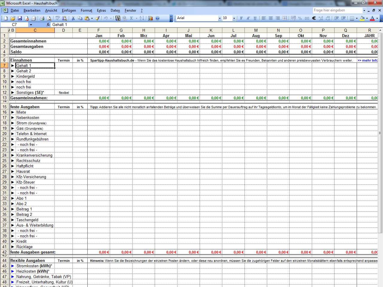 Excel Haushaltsbuch Download Chip