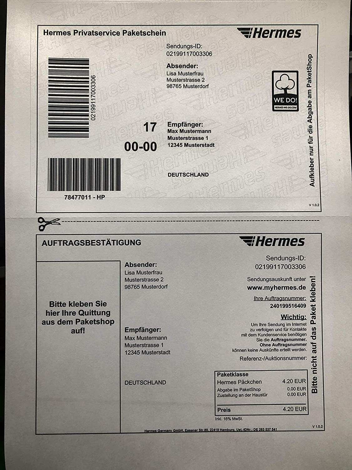 100 Stuck Hermes Etiketten Versandetiketten Fur Online Paketschein Selbstklebend Amazon De Burobedarf Schreibwaren
