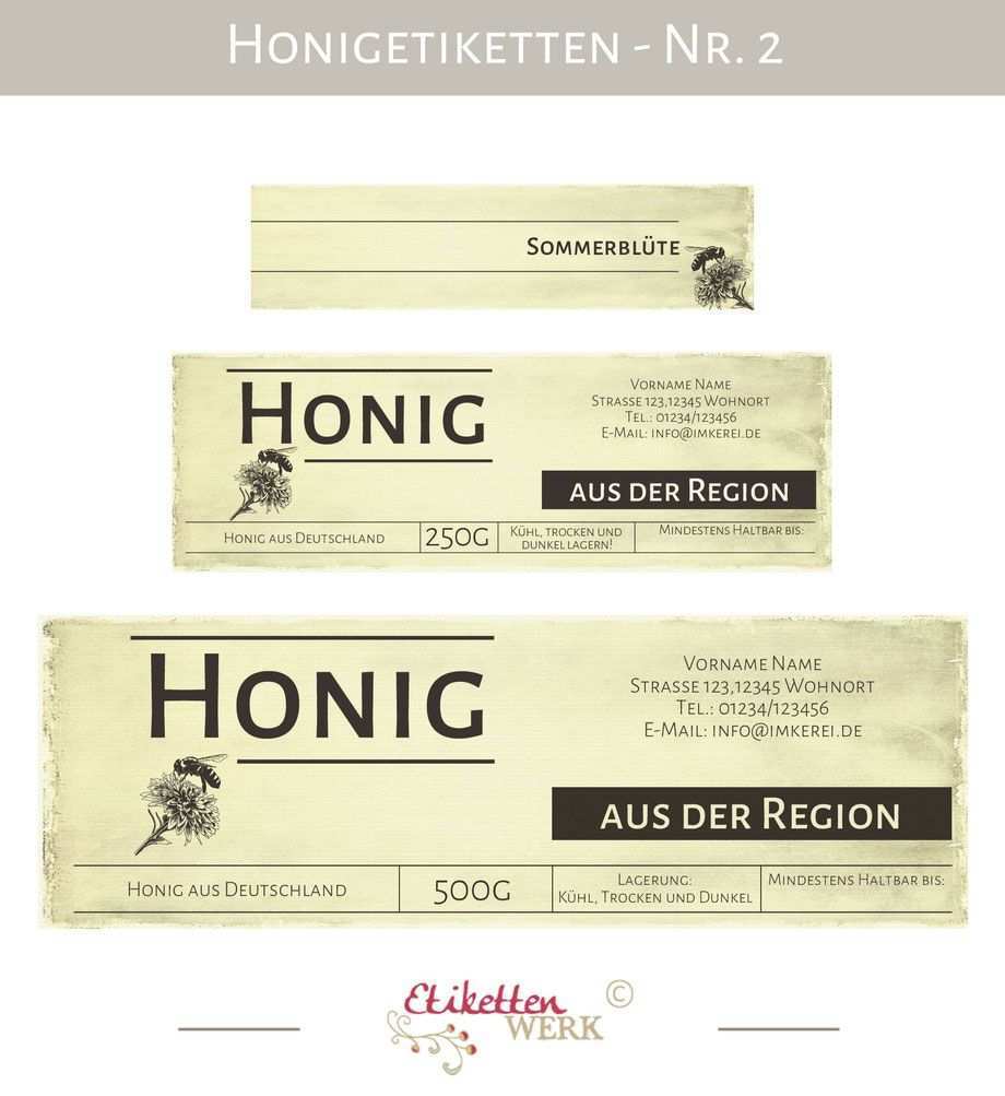 Honigetiketten Design Fur Honig Honigglasetiketten Etiketten Imker Honigglaser Honig Labels Honig Etikette Honig Etiketten