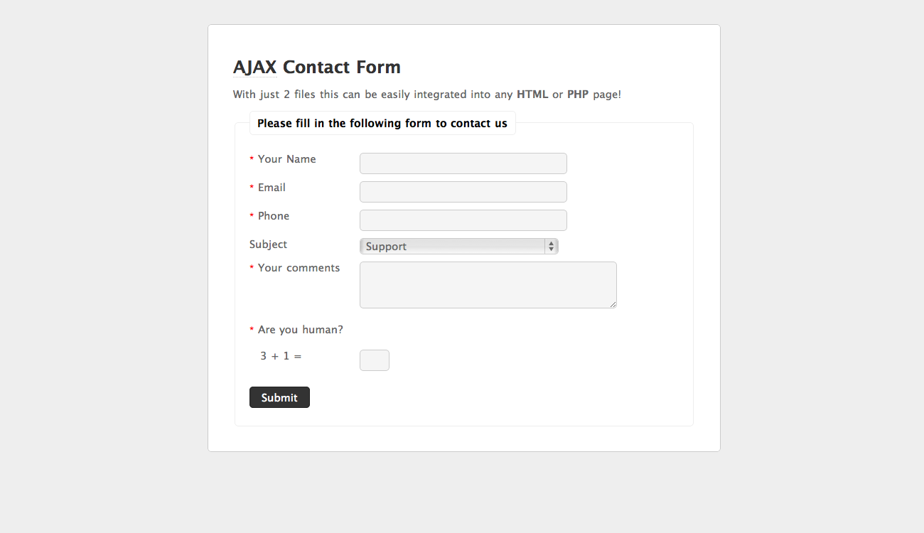 Ajax Contact Form Affiliate Ajax Affiliate Contact Form Contact Form Ajax Form
