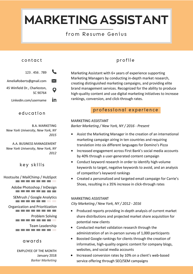 77 Interview Getting Resume Samples By Job Job Affirmations Marketing Resume Resume Examples Good Resume Examples