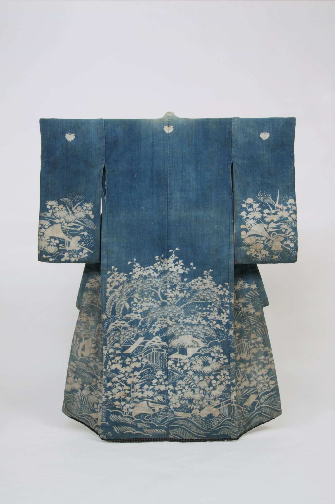 Tamotosode Kimono Fur Madchen Muster Landschaft Fukei Moyo Mit Bergen Und Hutten Kimono Japanische Mode Japanische Textilien