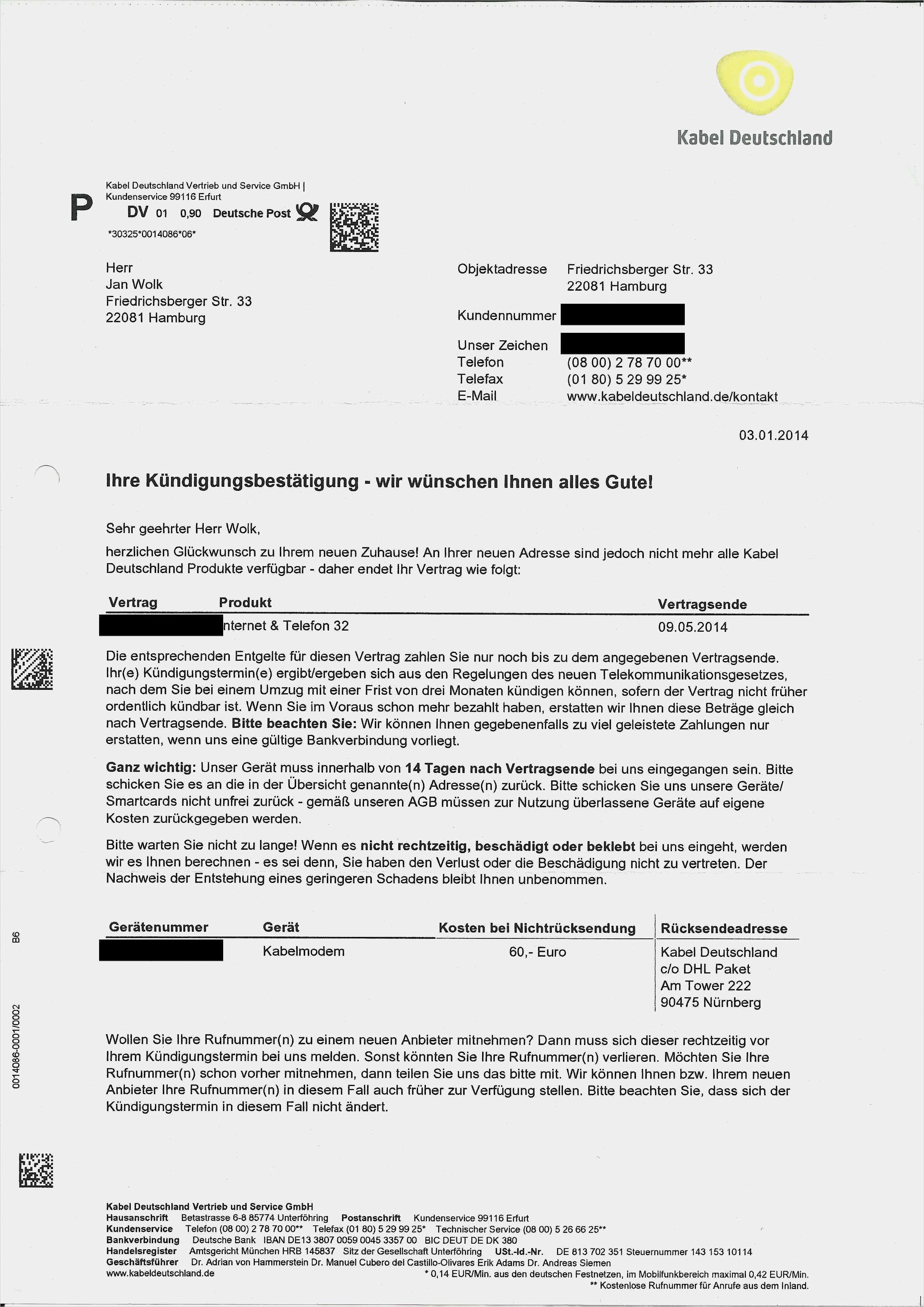 36 Luxus Kabel Deutschland Sonderkundigung Umzug Vorlage Bilder Vorlagen Arbeitszeugnis Kundigung