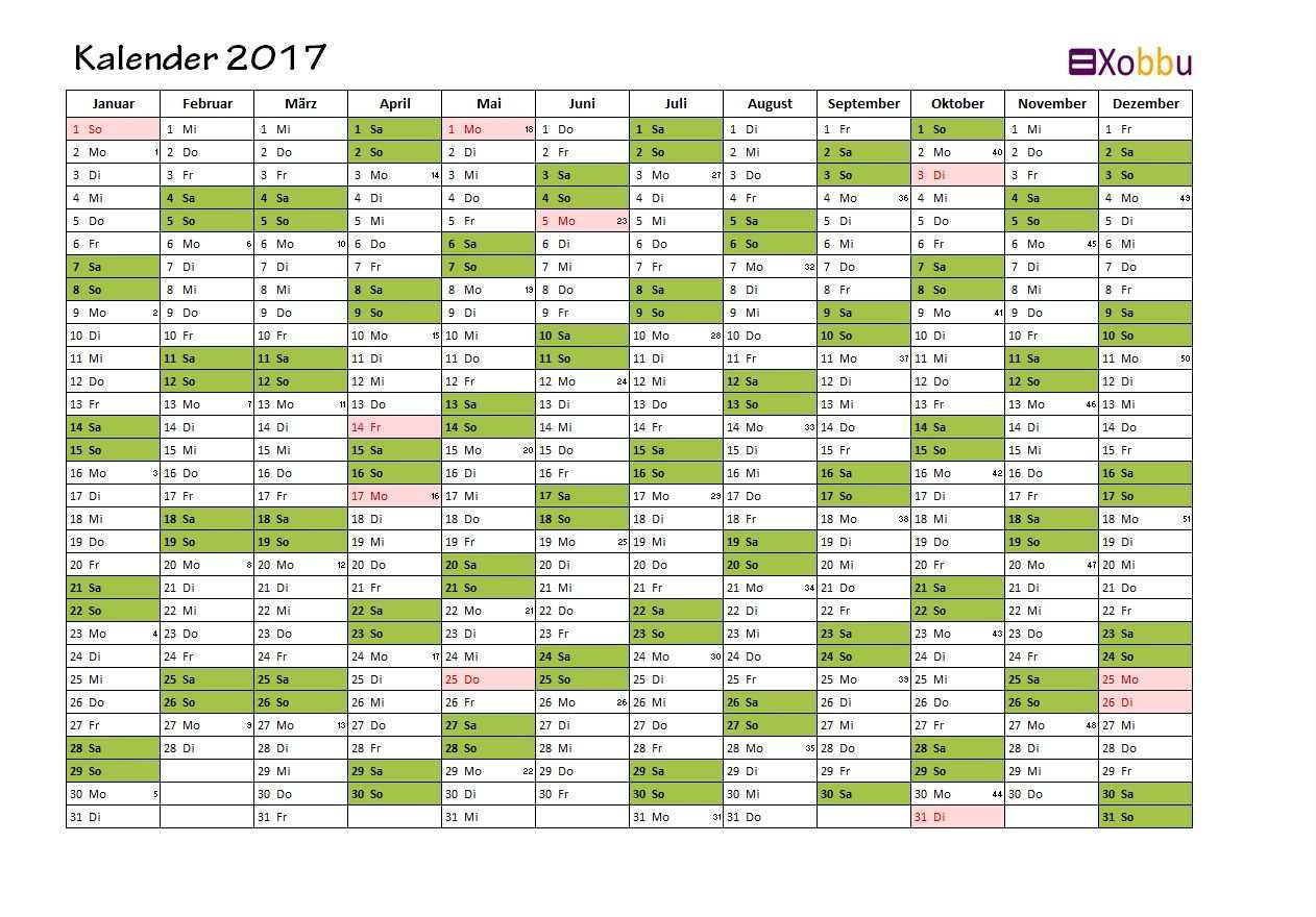Kalender 2017 Jahreskalender Zum Ausdrucken Xobbu Excel Pdf Vorlage Xobbu Printable Calendar Kalender Kalender 2017 Kalender Jahreskalender Zum Ausdrucken