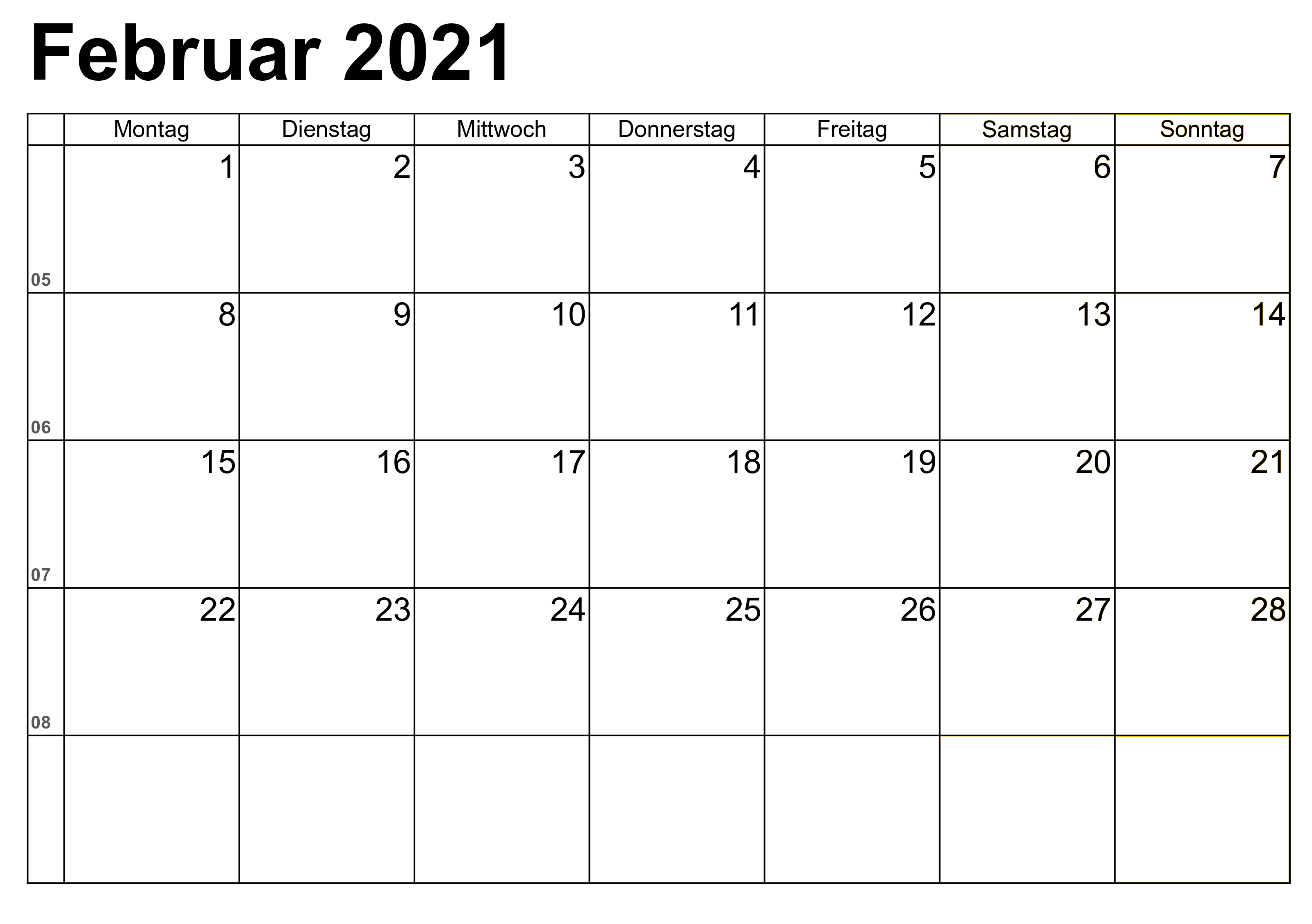 Druckbare Februar Kalender 2021 Zum Ausdrucken Kalender Zum Ausdrucken Februar Kalender Kalender