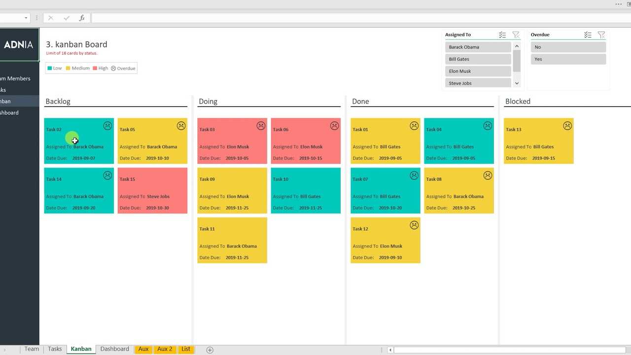 Automated Kanban Excel Template Youtube
