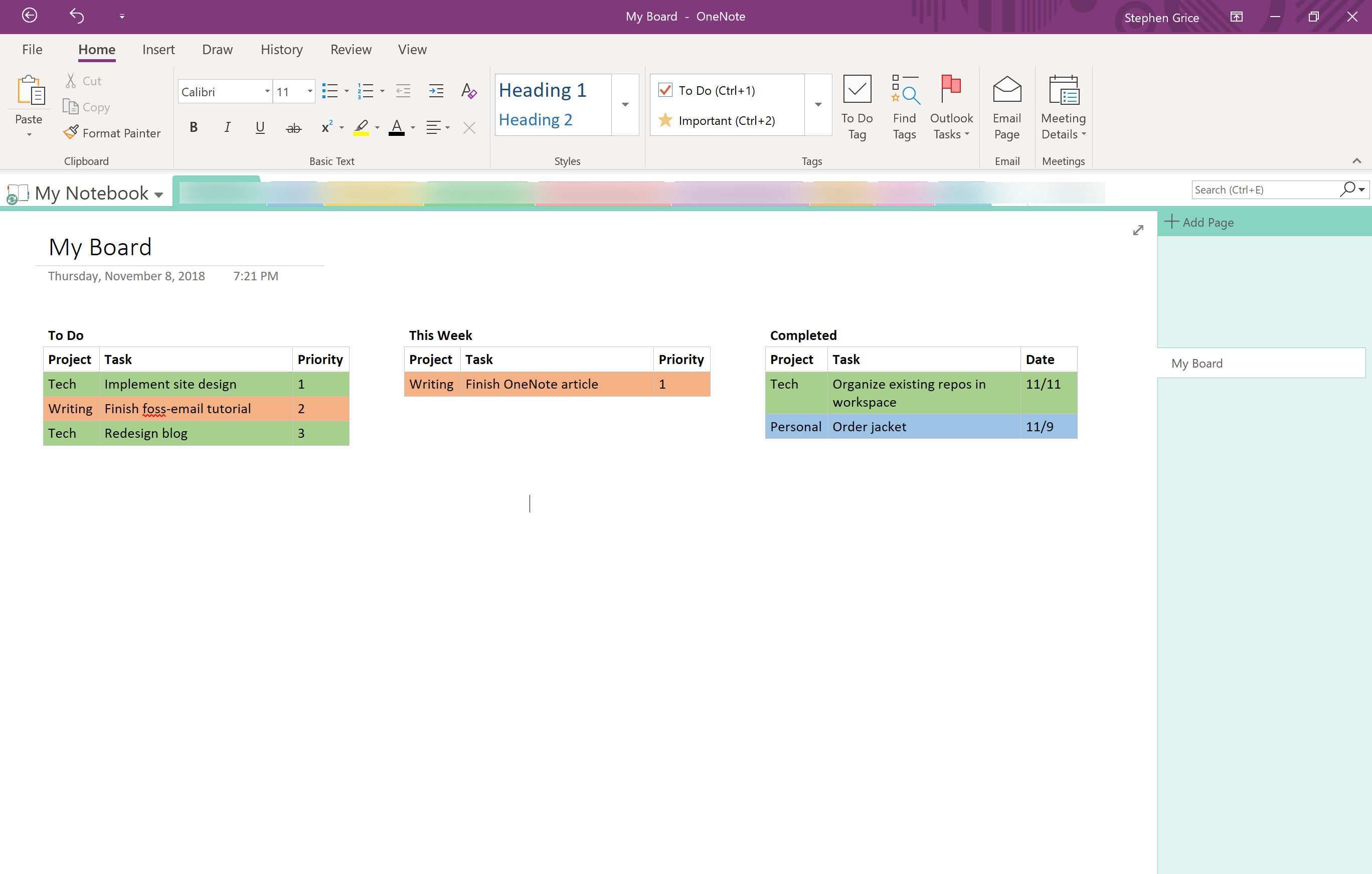 How To Create A Kanban Board In Onenote By Steve Grice Medium