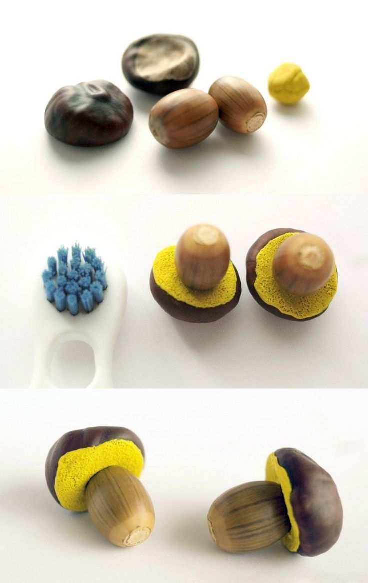 Instructions Making Mushrooms With Acorns Chestnuts And Modeling Clay Guidance Easy Craft Ideas Acorn Crafts Stuffed Mushrooms Diy Crafts To Do