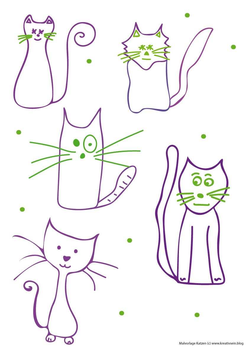 Katzen Malen Leicht Gemacht Ideen Fur Kinder Und Anfanger Kreativsein Blog Katze Malen Katzen Geburtstag Ausmalbilder Katzen