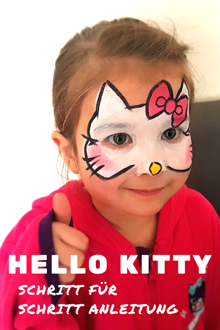Hello Kitty Katzengesicht Schminken Vorlage Und Anleitung Kinder Schminken Katzengesicht Schminken Katze Schminken Kinder