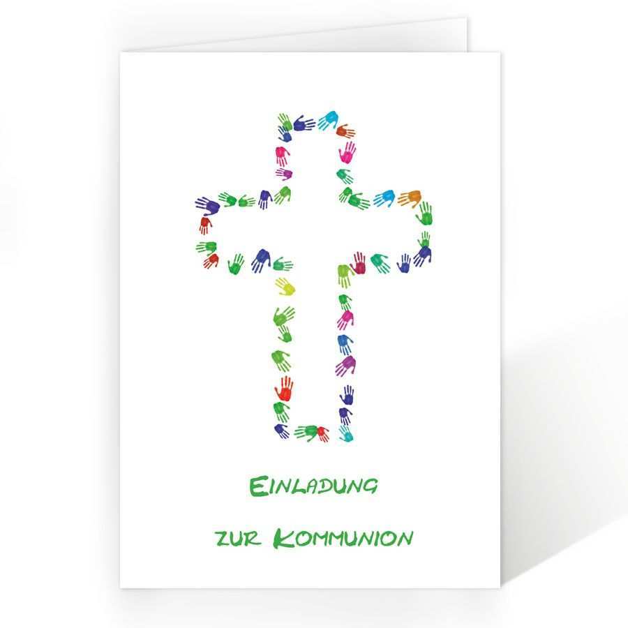 Einladungen Erstkommunion Kreuz Aus Handen Erstkommunion Kommunion Einladungskarten Kommunion