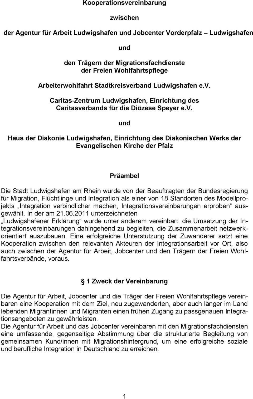 Kooperationsvereinbarung Zwischen Der Agentur Fur Arbeit Ludwigshafen Und Jobcenter Vorderpfalz Ludwigshafen Und Pdf Free Download