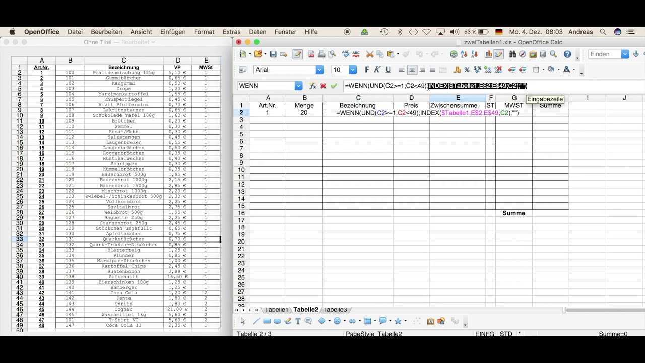 Kalkulation Eines Kaufmanns Excel Openoffice Youtube