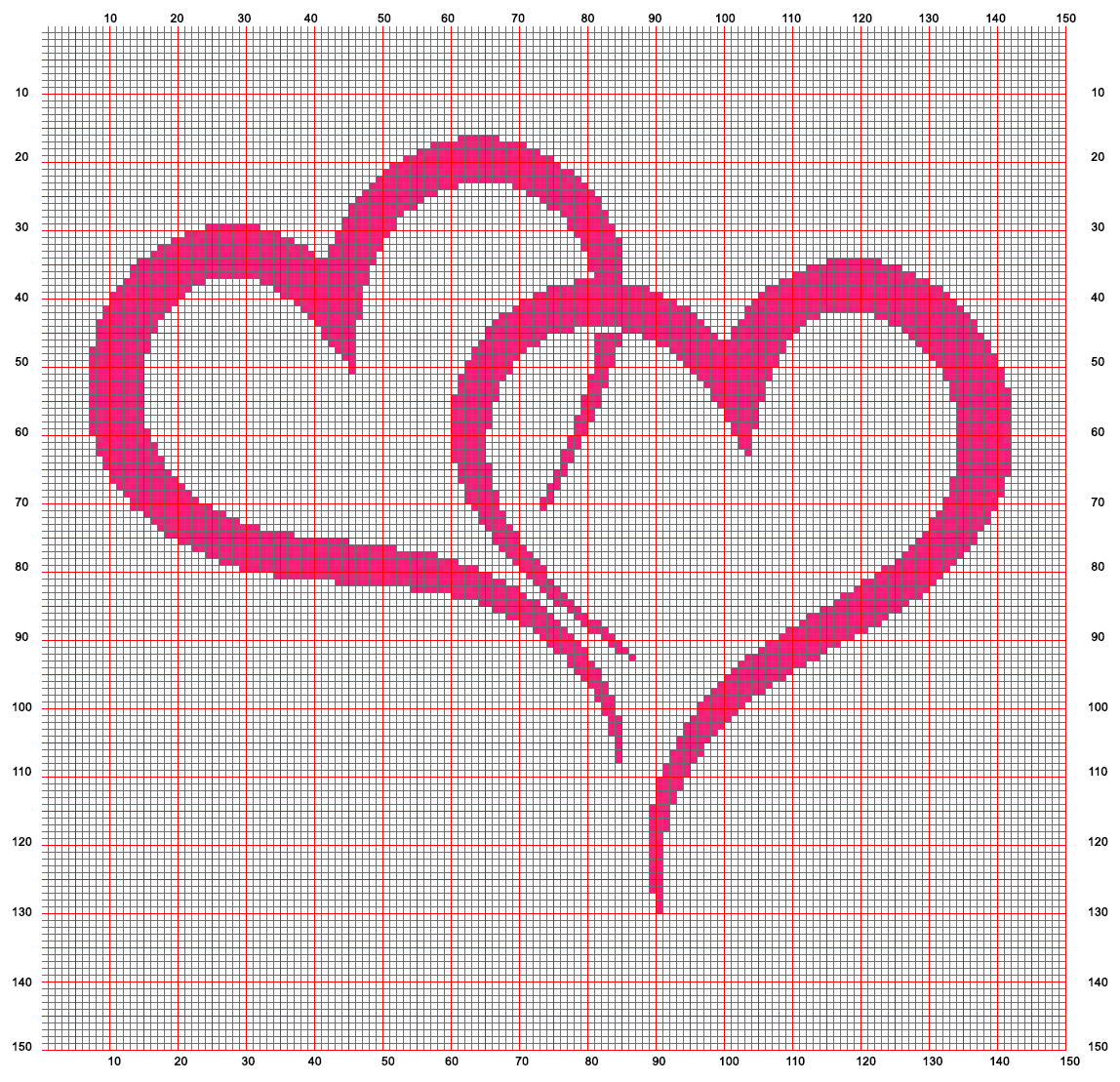 Схема крестиком два сердечка