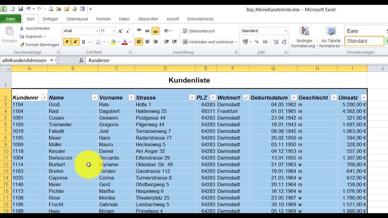 Excel Liste Fur Word Serienbrief Vorbereiten Youtube Excel Word Liste Fuer Vorbereiten Tabelle Vorlage Ctcte Notizengestaltentabe Map Resume Periodic Table