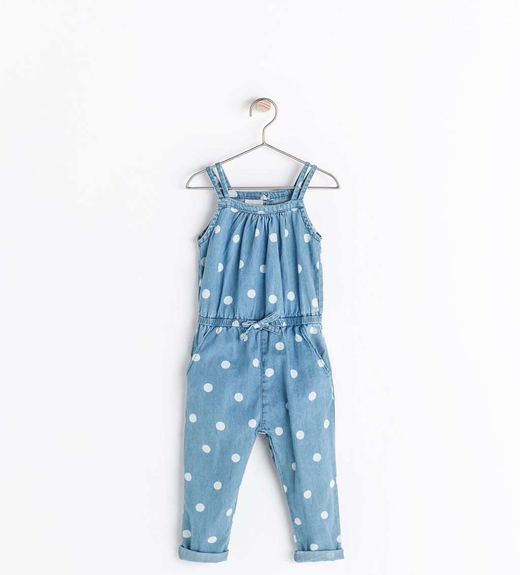 Zara Kids Polka Dot Denim Jumpsuit Babygirl Kinderkleidung Strampler Madchen Kinder Kleider