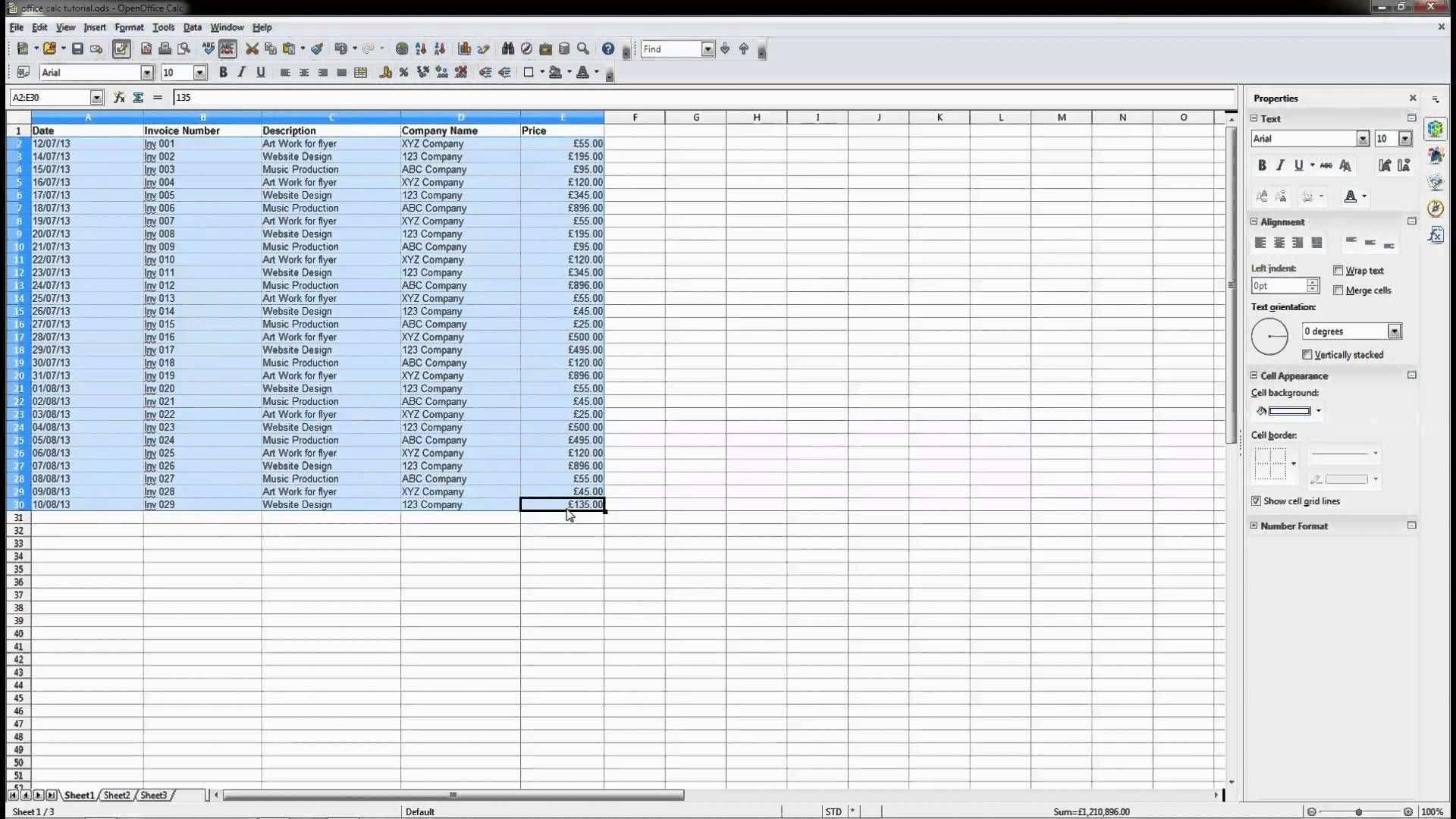 Open Office 4 Calc Spreadsheet Beginners Tutorial Dcp Web Designers Tutorial Spreadsheet Tutorial Used Computers