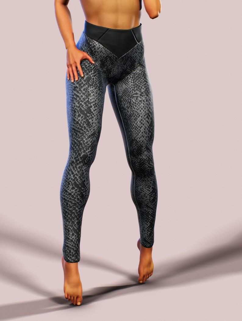 Schwarz Grau Schlange Haut Leggings Reptil Muster Yoga Hose Etsy Skins Leggings Pattern Yoga Pants Active Wear For Women