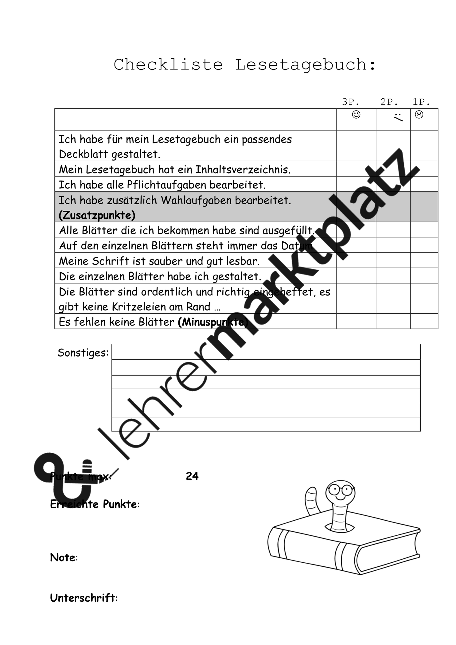 Checkliste Fur Ein Lesetagebuch Unterrichtsmaterial In Den Fachern Deutsch Fachubergreifendes Lesetagebuch Motivation Zum Lernen Lesen
