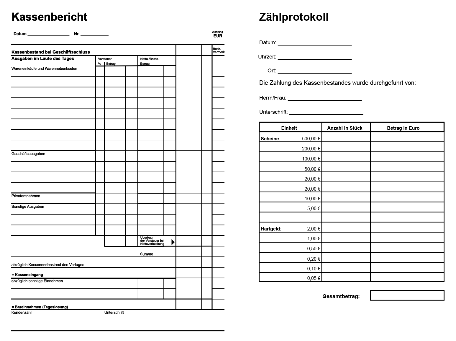 Kassenbericht Und Zahlprotokoll Pdf Vorlagen Anschreiben Vorlage Excel Vorlage