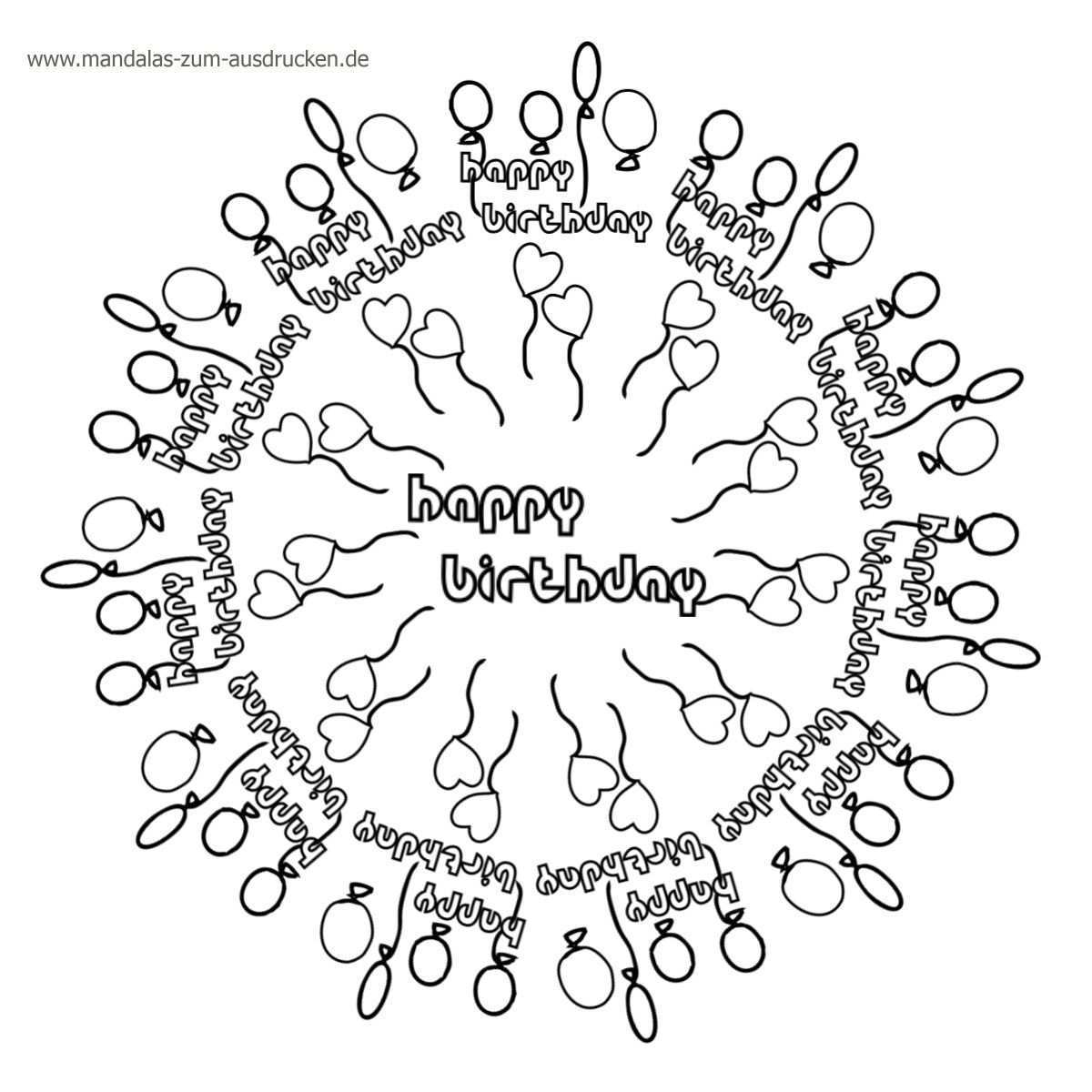 Vorlagen Geburtstag Happy Birthday Luftballons Geburtstagsvorlagen Ausmalbilder Mandala Happy Birthday Ausmalbilder