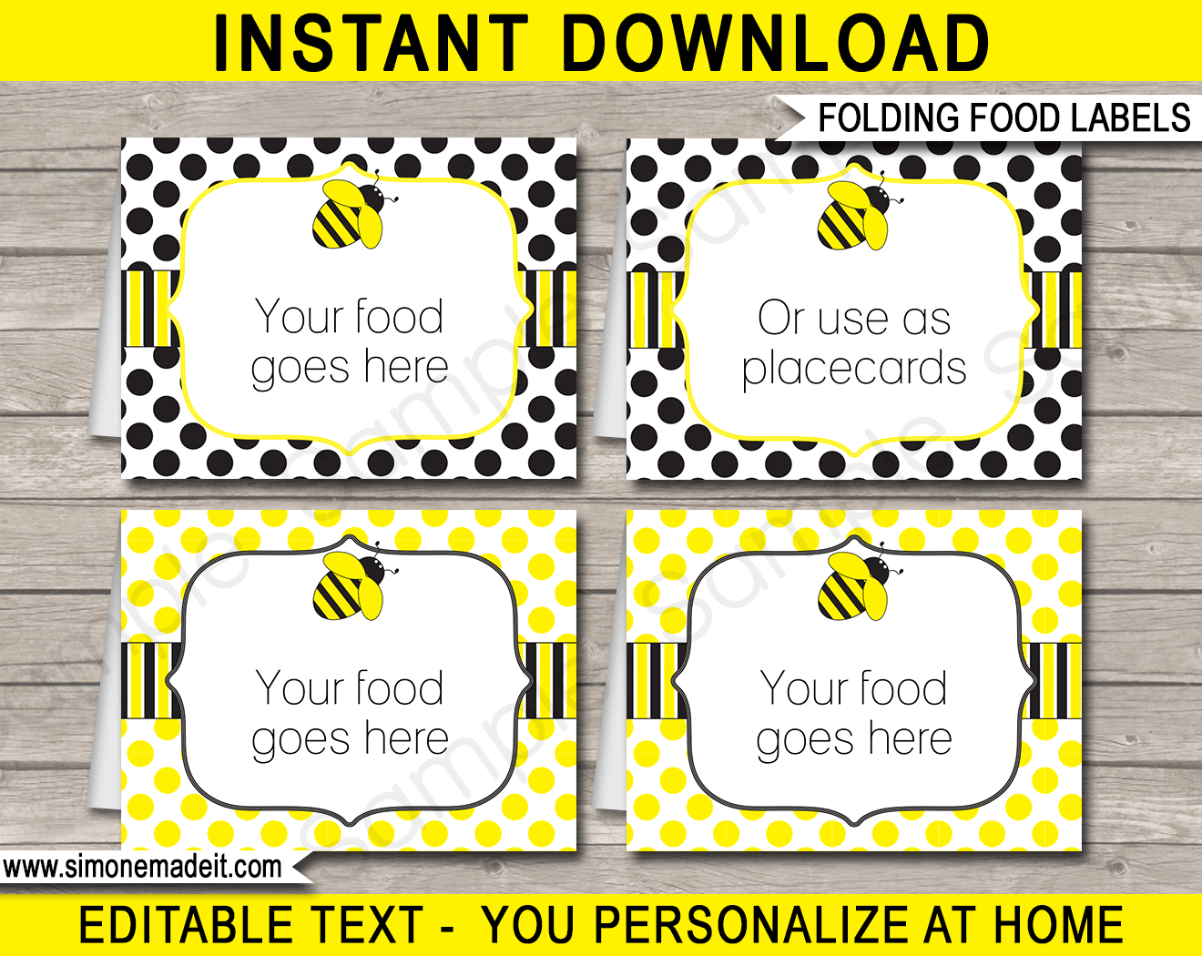 Bee Party Food Labels Template Food Label Template Party Food Labels Party Food Label Template