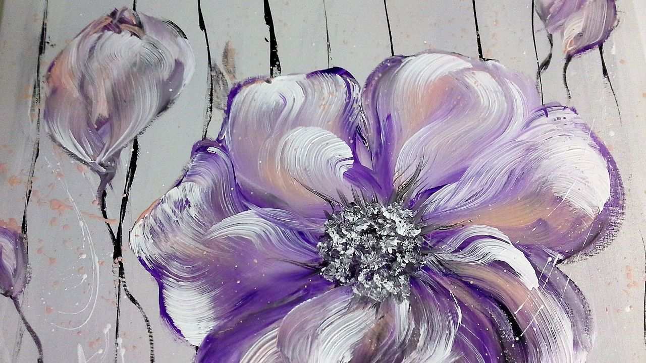 Einfach Malen Blumen Acrylmalerei Easy Painting Flowers Acryli Wie Man Blumen Malt Blumen Malen Blumen Kunst