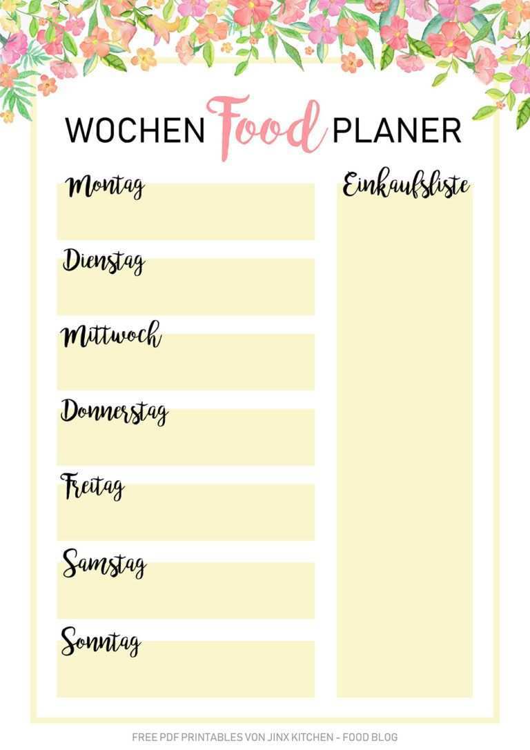 Kostenlose Pdf Wochen Planer Essensplan Printables Wochen Planer Essen Planer Menuplanung