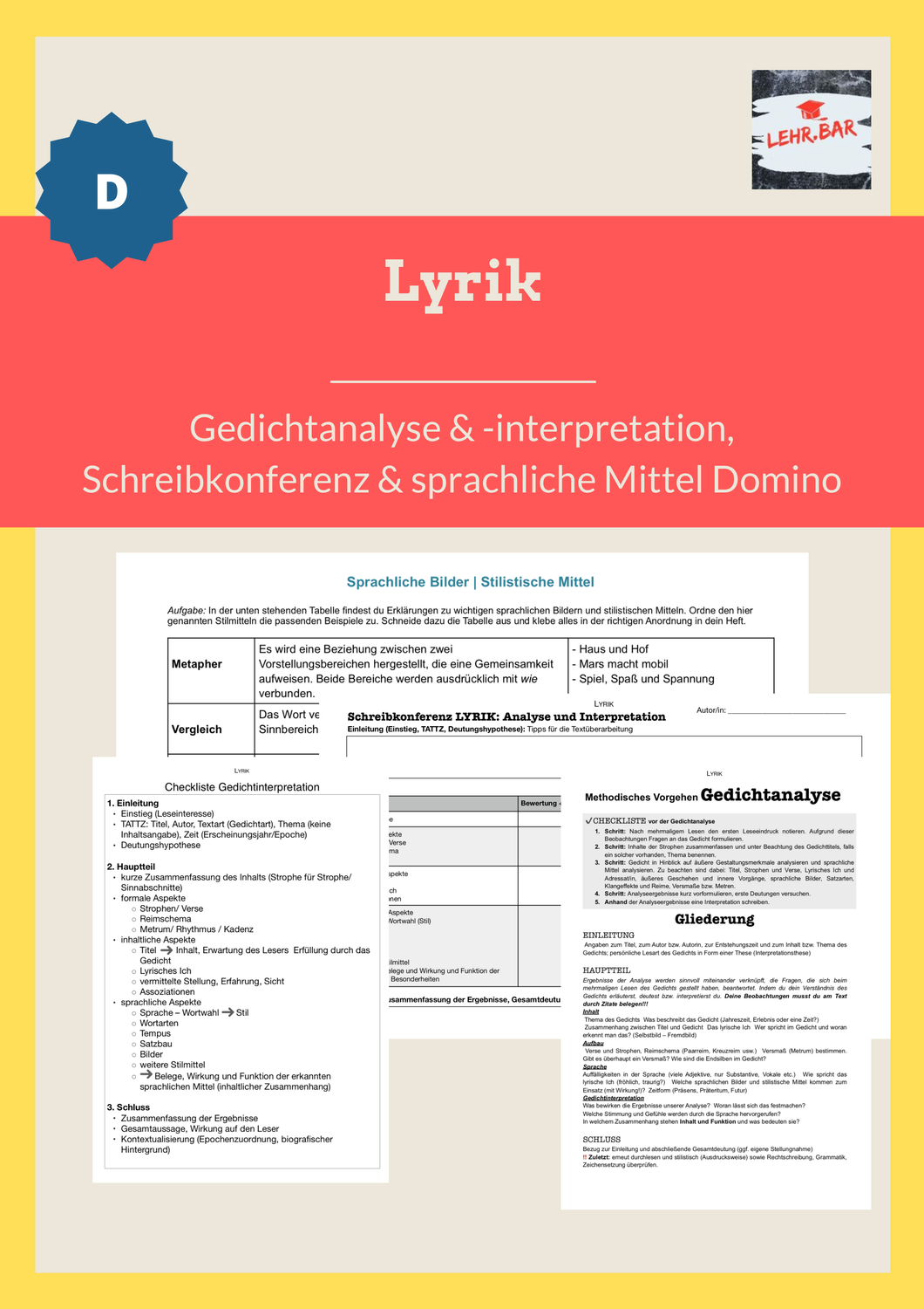 Lyrik Analyse Interpretation Unterrichtsmaterial Im Fach Deutsch Gedicht Analyse Lyrik Deutsch Lernen