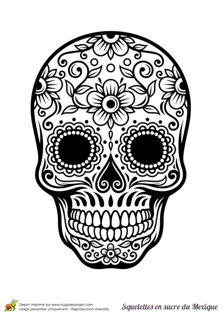 Coloriage Squelette Sucre Fleur Et Harmonie Arte Calavera Como Desenhar Cranios Arte Com Caveiras